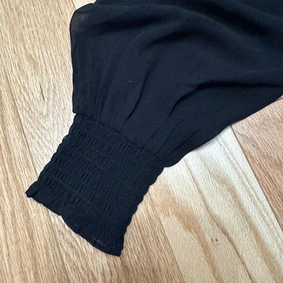 Abercrombie & Fitch Long-Sleeve Sweetheart Puff Sleeve Top - Black Size Small - Picture 8 of 11